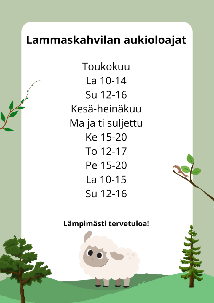 Kuvassa Kesän 2026 aukioloajat kehyksessä.